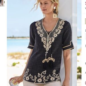 Soft Surroundings Vintage Black Gauze Sahara Tunic